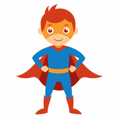 Vector illustration cool silhouette of child  superhero 