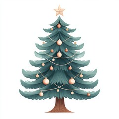 Obraz premium Decorated Christmas tree with ornaments and lights, isolated on a white background, perfect for holiday projects and festive designs.