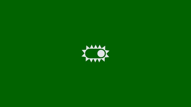An animation of a toggle switch operating with a pulley mechanism, set against a green screen background for easy keying and integration into digital projects.