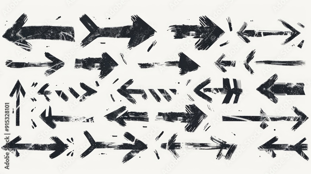 Poster a collection of arrows painted with a glossy black finish