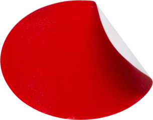 Red oval shape paper sticker isolated on white background