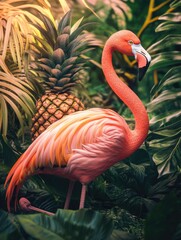 Pink Flamingo with Pineapple