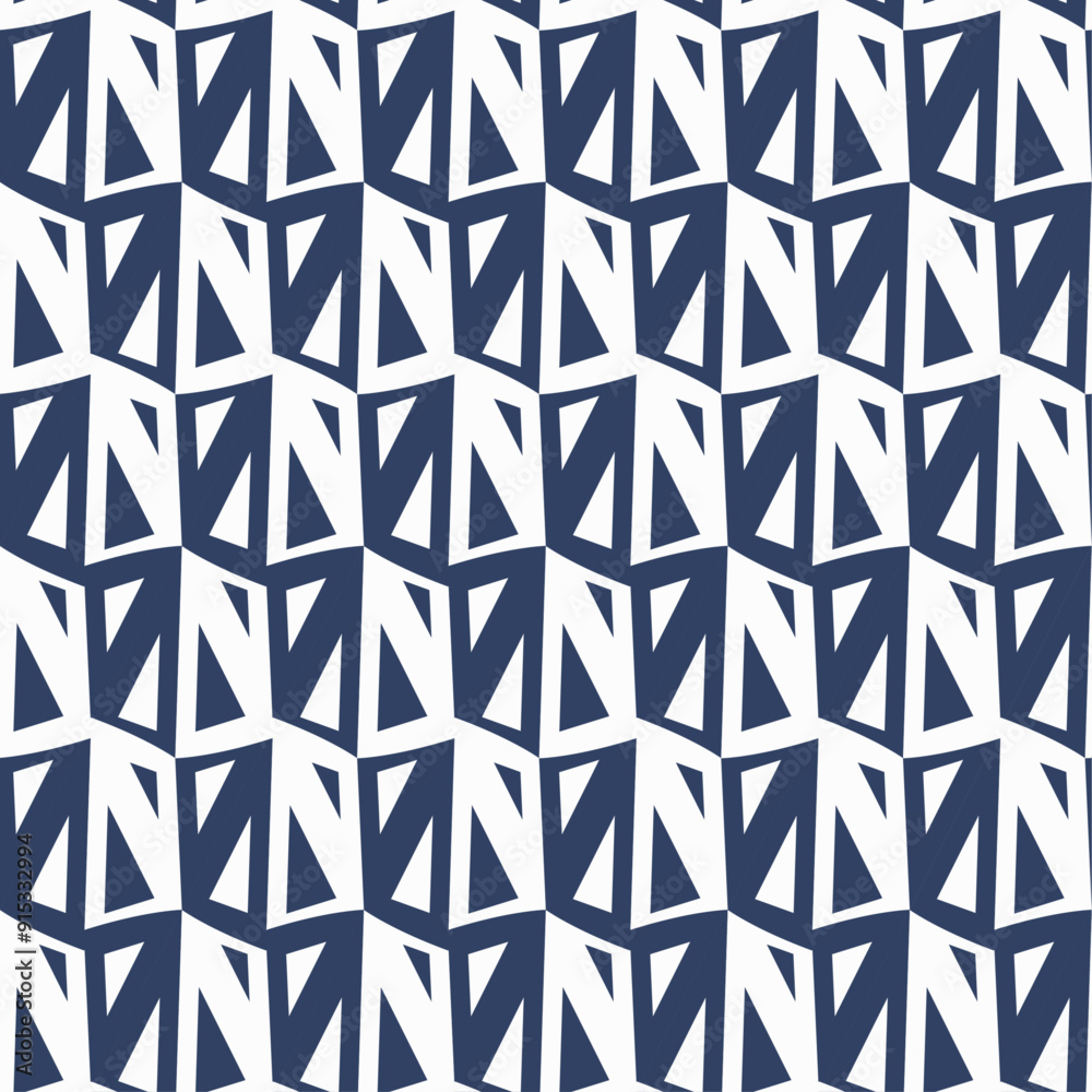 Aufkleber Blue and white repeating pattern. Geometric simple pattern.