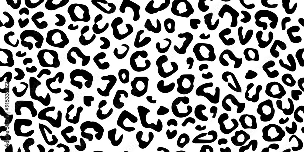 Poster Leopard pattern, black and white. Seamless pattern with leopard pattern.