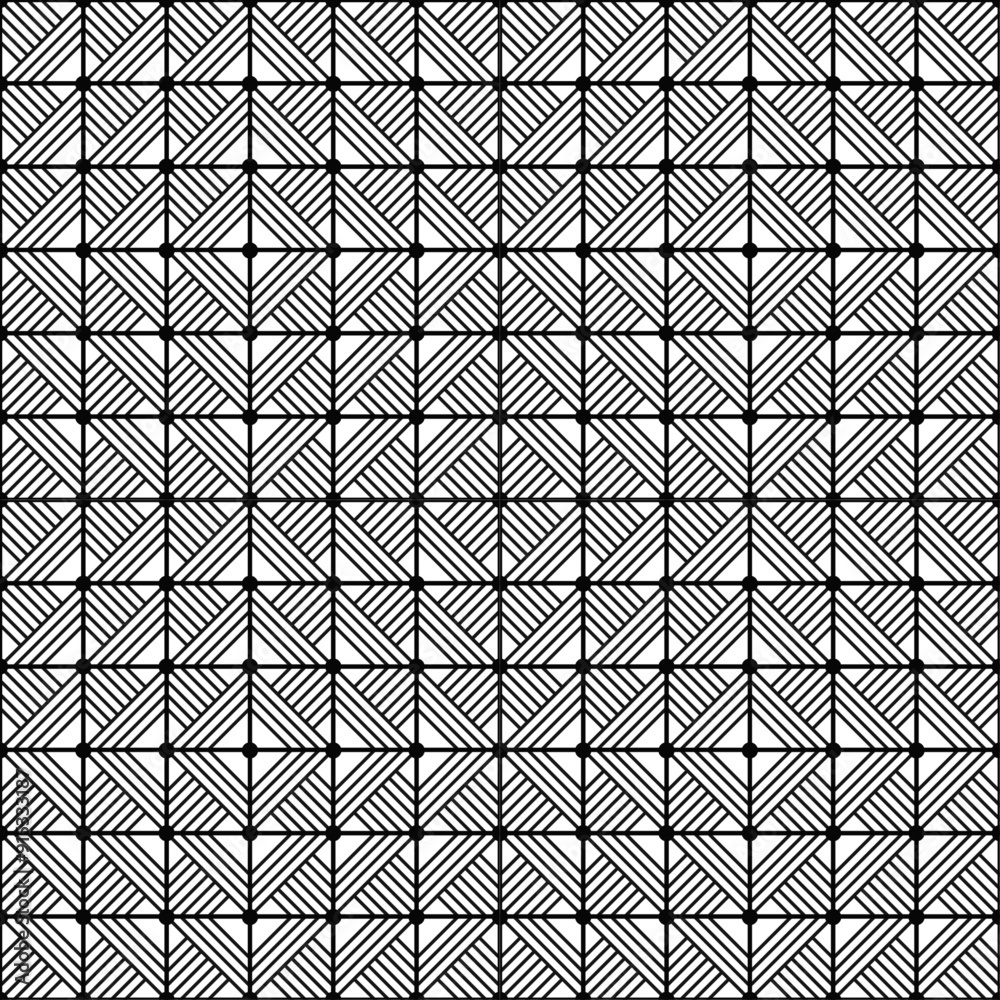 Poster geometric monochrome tiles made of rhombuses. texture tile wallpaper made from grid lines.