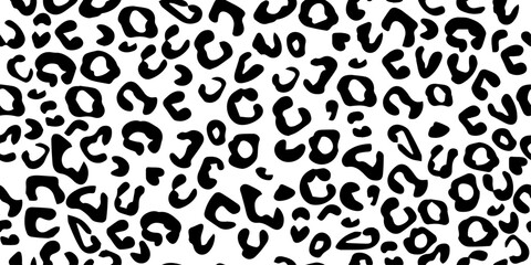 Leopard pattern, black and white. Seamless pattern with leopard pattern.