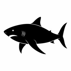 Obraz premium Shark silhouette on a white background Side view Vector illustration