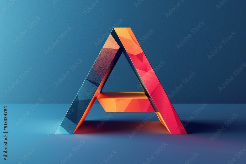 Fototapete a dynamic 3d icon of the letter a featuring a geometric pattern and bold colors ideal for creative p