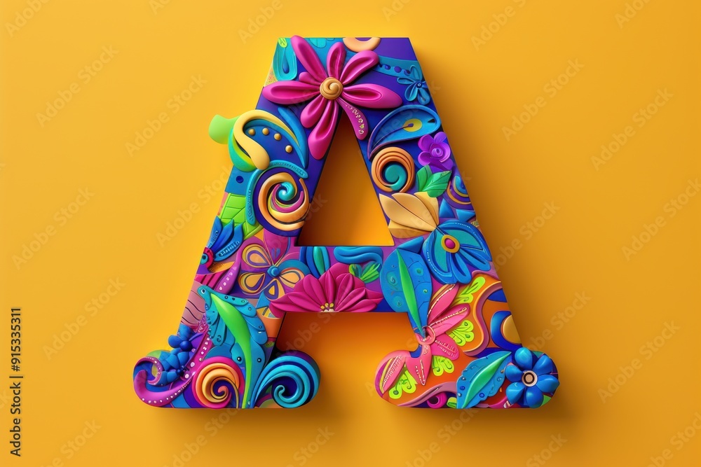 Fototapete a vibrant illustration of the letter a designed with intricate patterns and bright colors ideal for 