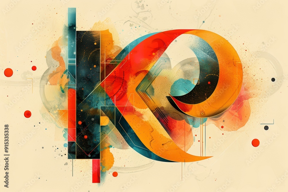 Fototapete an abstract illustration of the letter k featuring artistic interpretations and creative composition