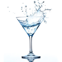 Martini cocktail Glass with splash isolated on white background