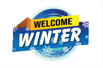 welcome winter word text concept icon logo sign symbol vector note blue style for use landing page, template, social media, web, mobile app, poster, banner, flyer, background, gift card, coupon

