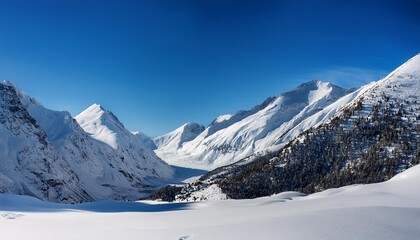 Fototapeta premium Reaching the top of a snowy mountain.