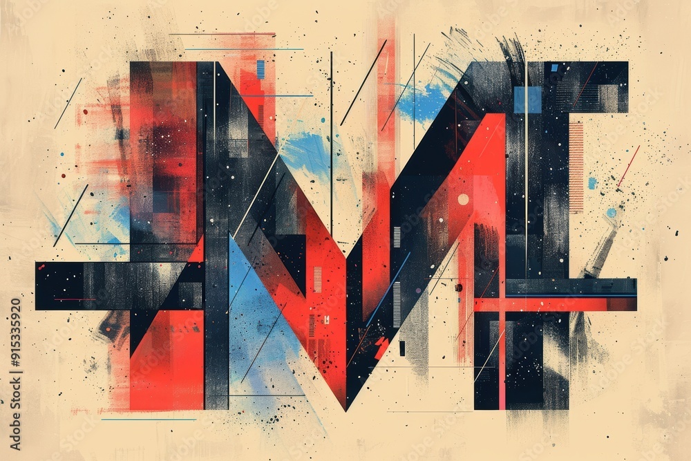 Fototapete An abstract illustration of the letter M featuring geometric shapes and bold lines creating a modern and dynamic appearance.