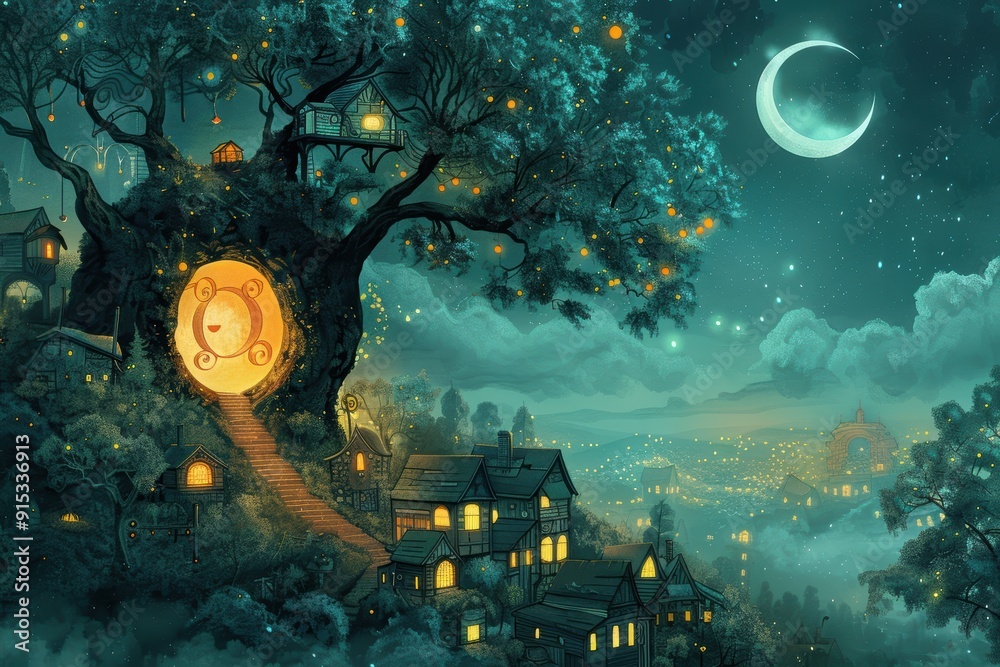 Fototapete a creative and imaginative illustration showcasing the letter o as a key element in a whimsical and 