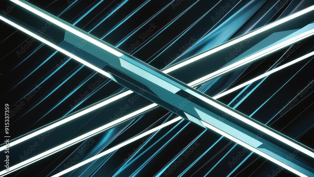 Poster Abstract cyan diagonal double line pattern for versatile background use