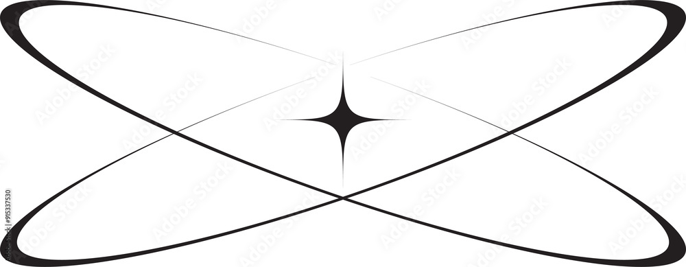 Wall mural y2k icon of star shape shiny glitter element. abstract retro minimal twinkles with cosmic orbit. min