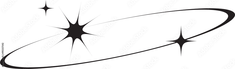 Wall mural y2k icon of star shape shiny glitter element. abstract retro minimal twinkles with cosmic orbit. min
