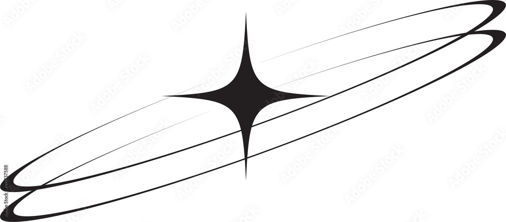 Wall mural y2k icon of star shape shiny glitter element. abstract retro minimal twinkles with cosmic orbit. min