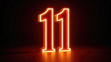 Illuminated Neon Number 11 on Dark Background