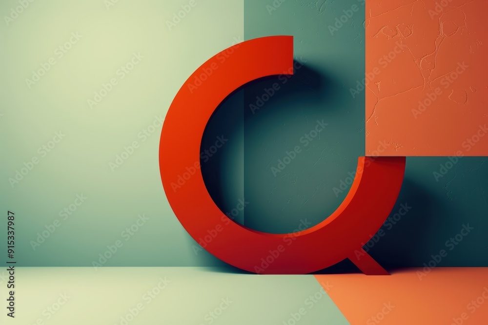 Fototapete A minimalist illustration featuring the letter Q with clean lines and a modern aesthetic. Perfect for projects that require a simple and stylish design.