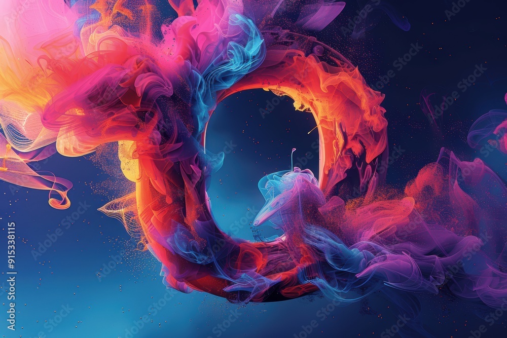 Fototapete An artistic illustration showcasing the letter Q integrated into a dynamic and abstract composition. Ideal for projects that need a bold and contemporary look.