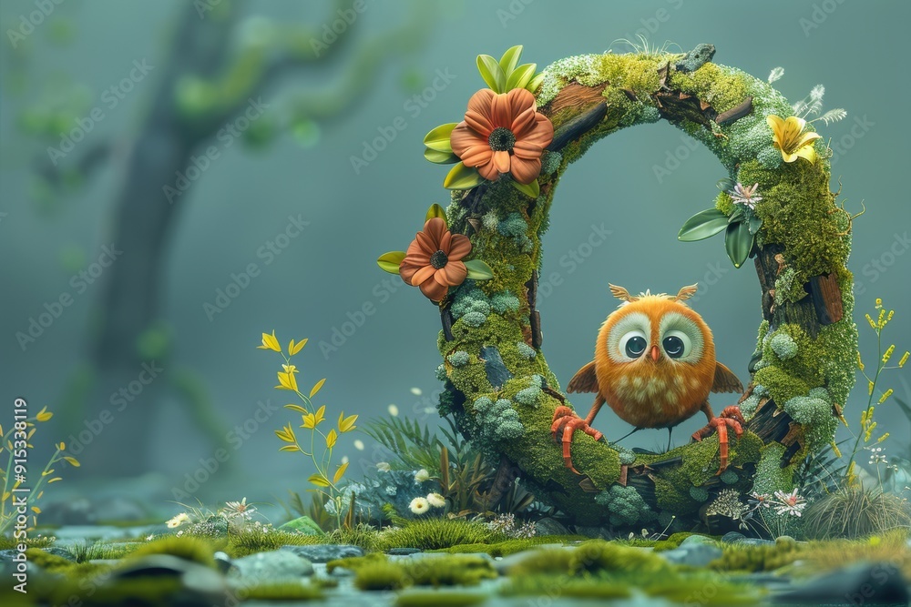 Fototapete a creative illustration of the letter q transformed into a whimsical character or object. this artwo