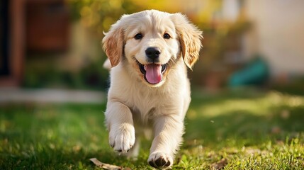 golden retriever puppy on grass