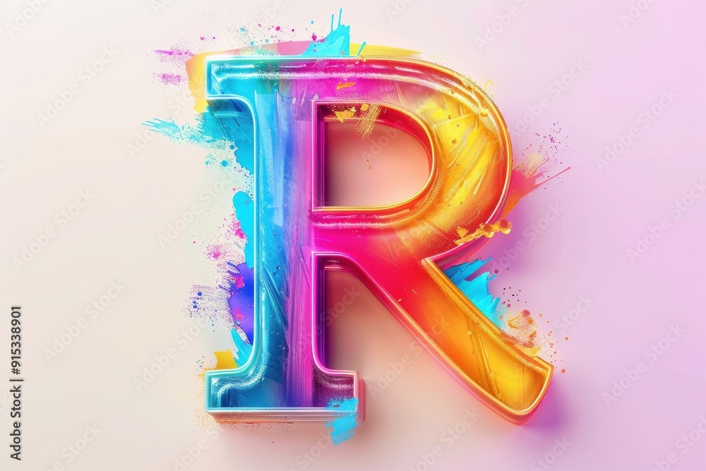 Fototapete a vibrant and colorful illustration of the letter r with a rainbow gradient and playful typography i