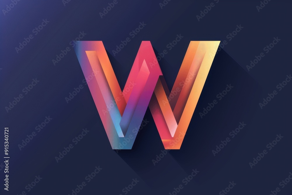 Fototapete a stylized illustration of the letter w featuring a sleek and modern design with clean lines and min