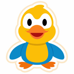 Cute cartoon duck sticker design vector art illustration