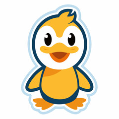 Cute cartoon duck sticker design vector art illustration