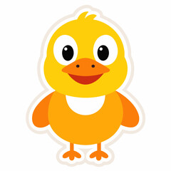 Cute cartoon duck sticker design vector art illustration