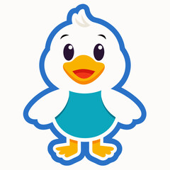 Cute cartoon duck sticker design vector art illustration