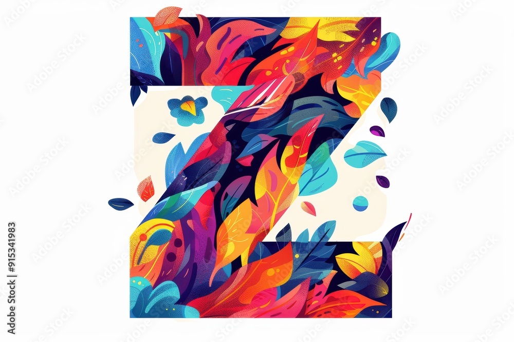 Fototapete a playful illustration of the letter z with each stroke forming a unique pattern or design. this ill