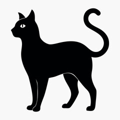 Vector silhouette of the cat's black color, isolated on a white background, cat black silhouette