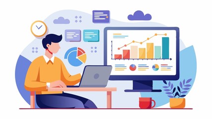 Data-driven insights guiding strategic decisions. This image captures a businessperson analyzing data on a computer screen, showcasing the use of technology for informed decision-making.