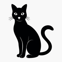 Vector silhouette of the cat's black color, isolated on a white background, cat black silhouette