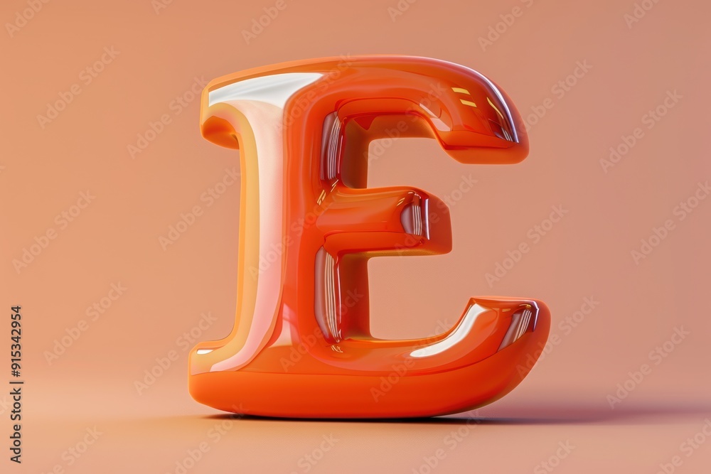 Fototapete a 3d illustration of the letter e with realistic shading and a dynamic perspective.