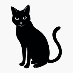 Vector silhouette of the cat's black color, isolated on a white background, cat black silhouette
