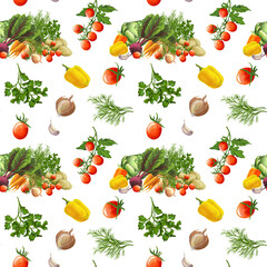 Wrapping paper with  illustration of fresh vegetables