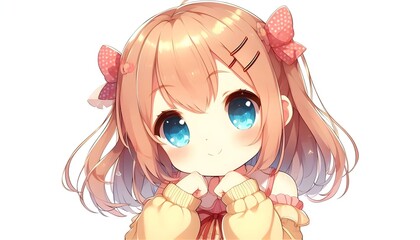 cute girl anime character isolated on white