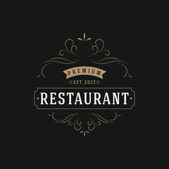 Luxury and vintage ornamental element template Logo design for restaurant, hotel, cafe and invitation card.