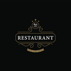 Luxury and vintage ornamental element template Logo design for restaurant, hotel, cafe and invitation card.