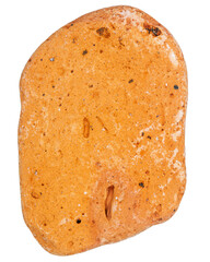 Top view of Top view of single red pebble isolated on white background.red pebble