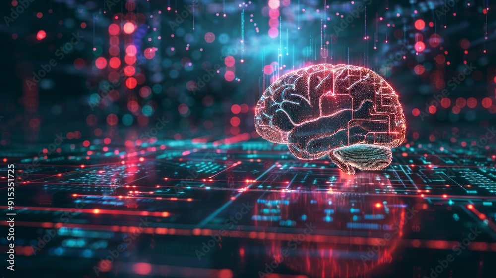 Poster A brain is shown in a computer generated image