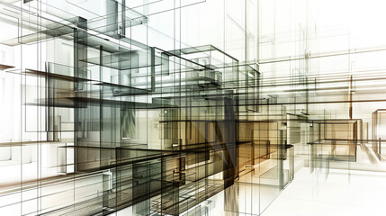 Fototapeta premium The Fascinating World of Abstract Architectural Drawings: A Blend of Creativity and Innovation. Showcasing Unconventional Designs and Inspiring Spatial Concepts.