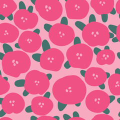 Cute pink flower on light pink background, seamless pattern. Vector illustration.