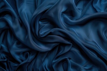 Dark Blue Fabric Textile Background with Soft Folds and Texture