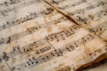 Naklejka premium Vintage music sheet with notes.
